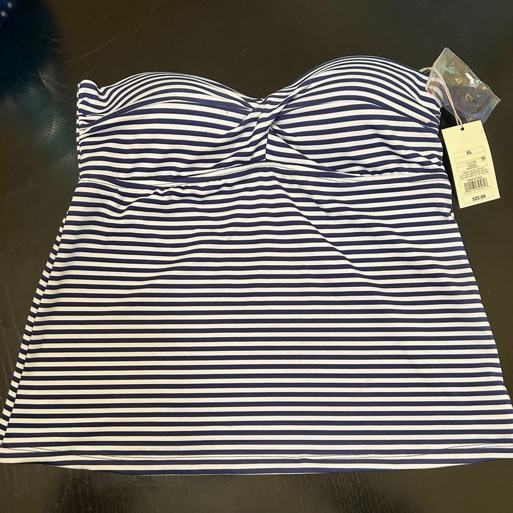 Blue Stripe Bathing Suit Swim Wear Top
